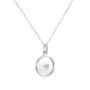 14k White Gold 14k White Gold Round Sapphire Crystal Disc Diamond Necklace - Flat View -  107989 - Thumbnail