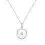 14k White Gold 14k White Gold Round Sapphire Crystal Disc Diamond Necklace - Three-Quarter View -  107989 - Thumbnail