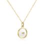 14k Yellow Gold Round Sapphire Crystal Disc Diamond Necklace - Flat View -  107989 - Thumbnail