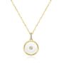 14k Yellow Gold Round Sapphire Crystal Disc Diamond Necklace - Three-Quarter View -  107989 - Thumbnail