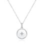 14k White Gold 14k White Gold Round Sapphire Crystal Star Necklace - Three-Quarter View -  107995 - Thumbnail