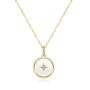 14k Yellow Gold Round Sapphire Crystal Star Necklace - Three-Quarter View -  107995 - Thumbnail