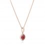18k Rose Gold 18k Rose Gold Ruby Cluster And Diamond Halo Pendant - Flat View -  102619 - Thumbnail