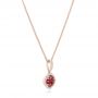 14k Rose Gold 14k Rose Gold Ruby Cluster And Diamond Halo Pendant - Flat View -  102619 - Thumbnail