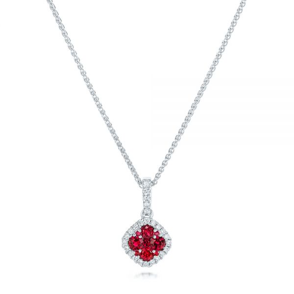 Ruby Cluster and Diamond Halo Pendant - reference design