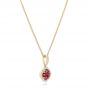 18k Yellow Gold 18k Yellow Gold Ruby Cluster And Diamond Halo Pendant - Flat View -  102619 - Thumbnail