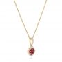 18k Yellow Gold 18k Yellow Gold Ruby Cluster And Diamond Halo Pendant - Flat View -  102619 - Thumbnail