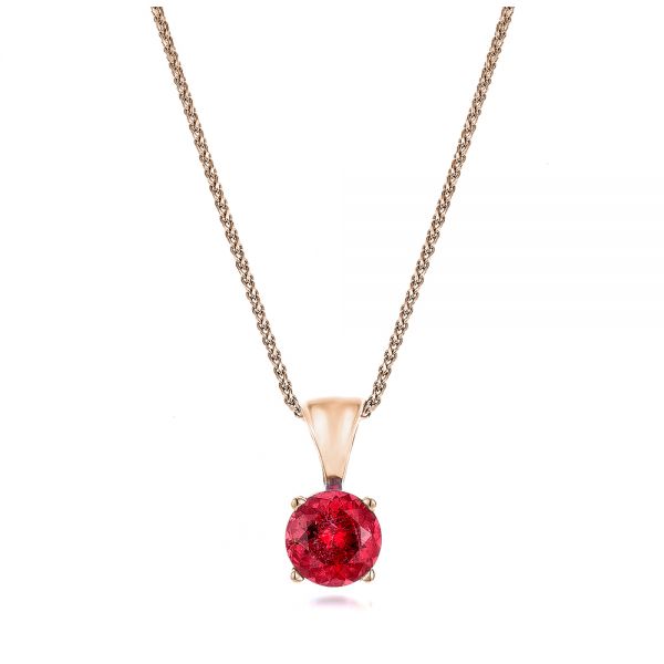 14k Rose Gold 14k Rose Gold Ruby Pendant - Three-Quarter View -  106423