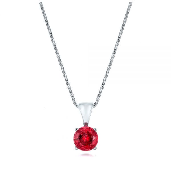 14k White Gold 14k White Gold Ruby Pendant - Three-Quarter View -  106423