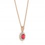 14k Rose Gold 14k Rose Gold Ruby And Diamond Halo Pendant - Flat View -  106442 - Thumbnail