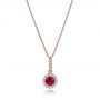 18k Rose Gold Ruby And Diamond Halo Pendant