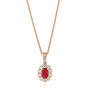 14k Rose Gold Ruby And Diamond Halo Pendant