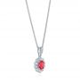 18k White Gold 18k White Gold Ruby And Diamond Halo Pendant - Flat View -  106442 - Thumbnail