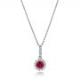  Platinum Ruby And Diamond Halo Pendant