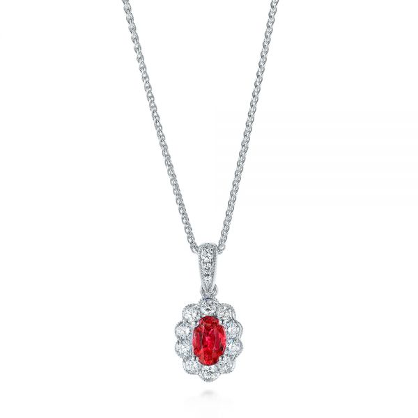 Ruby and Diamond Halo Pendant - Image