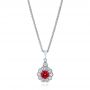  Platinum Platinum Ruby And Diamond Halo Pendant - Three-Quarter View -  106456 - Thumbnail