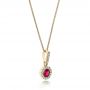 18k Yellow Gold 18k Yellow Gold Ruby And Diamond Halo Pendant - Flat View -  100970 - Thumbnail