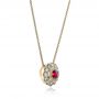 14k Yellow Gold 14k Yellow Gold Ruby And Diamond Halo Pendant - Flat View -  101011 - Thumbnail