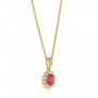 18k Yellow Gold 18k Yellow Gold Ruby And Diamond Halo Pendant - Flat View -  106442 - Thumbnail