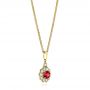 14k Yellow Gold 14k Yellow Gold Ruby And Diamond Halo Pendant - Flat View -  106456 - Thumbnail