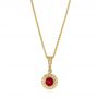 18k Yellow Gold Ruby And Diamond Halo Pendant