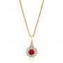 18k Yellow Gold 18k Yellow Gold Ruby And Diamond Halo Pendant - Three-Quarter View -  106456 - Thumbnail