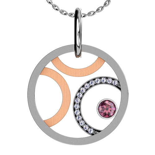 Sapphire and Diamond Rose Gold and White Gold Pendant - Image