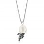 Silver Alligator Fresh Water Carved Pearl Necklace - Flat View -  103313 - Thumbnail