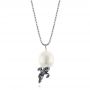 Silver Alligator Fresh Water Carved Pearl Necklace - Three-Quarter View -  103313 - Thumbnail
