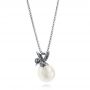 Silver Hummingbird Fresh Water Carved Pearl Necklace - Flat View -  103316 - Thumbnail
