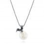 Silver Hummingbird Fresh Water Carved Pearl Necklace - Three-Quarter View -  103316 - Thumbnail