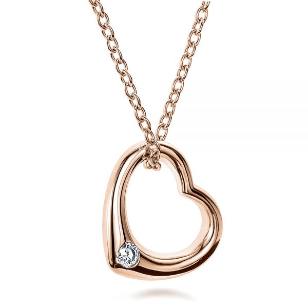 14k Rose Gold Solitaire Diamond Heart Pendant Seattle Bellevue Joseph Jewelry