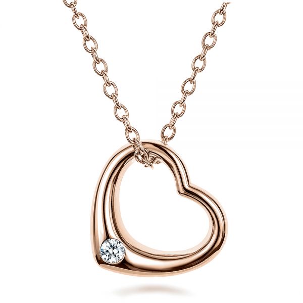 14k Rose Gold Solitaire Diamond Heart Pendant Seattle Bellevue Joseph Jewelry