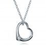 14k White Gold Solitaire Diamond Heart Pendant - Flat View -  100650 - Thumbnail