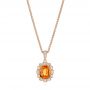 14k Rose Gold 14k Rose Gold Spessartite Garnet And Diamond Pendant - Three-Quarter View -  105018 - Thumbnail