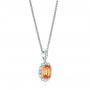 14k White Gold Spessartite Garnet And Diamond Pendant - Flat View -  105018 - Thumbnail