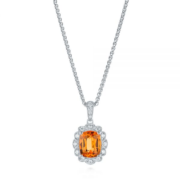 Spessartite Garnet and Diamond Pendant - Image