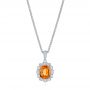 18k White Gold Spessartite Garnet And Diamond Pendant