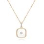 14k Rose Gold Square Sapphire Crystal Diamond Necklace
