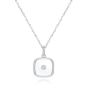 14k White Gold Square Sapphire Crystal Diamond Necklace