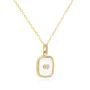 14k Yellow Gold Square Sapphire Crystal Diamond Necklace - Flat View -  107993 - Thumbnail