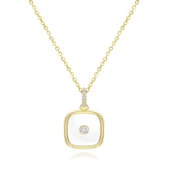 Square Sapphire Crystal Diamond Necklace - Image