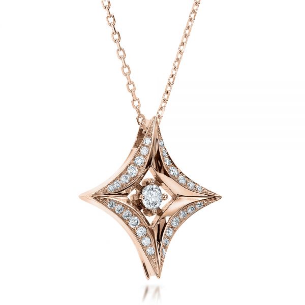 14k Rose Gold 14k Rose Gold Star Diamond Pendant - Flat View - 100648