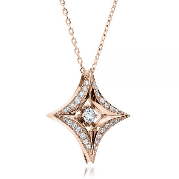 18k Rose Gold 18k Rose Gold Star Diamond Pendant - Flat View -  100648