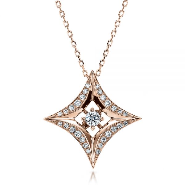 18k Rose Gold 18k Rose Gold Star Diamond Pendant - Three-Quarter View -  100648