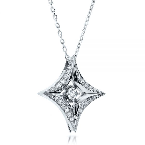 14k White Gold 14k White Gold Star Diamond Pendant - Flat View - 100648