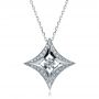18k White Gold Star Diamond Pendant - Three-Quarter View -  100648 - Thumbnail
