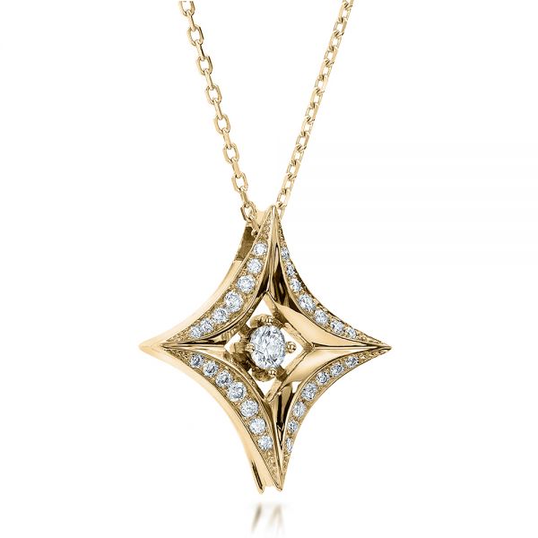 18k Yellow Gold 18k Yellow Gold Star Diamond Pendant - Flat View -  100648