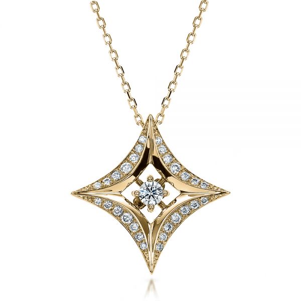 18k Yellow Gold 18k Yellow Gold Star Diamond Pendant - Three-Quarter View -  100648