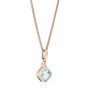 14k Rose Gold 14k Rose Gold Step Cut Aquamarine And Diamond Pendant - Flat View -  106038 - Thumbnail